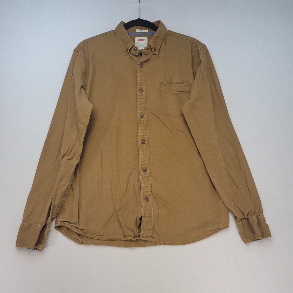 Levi's‎ Button Down Shirt Mens M Brown Casual Stretch Twill Long Sleeve